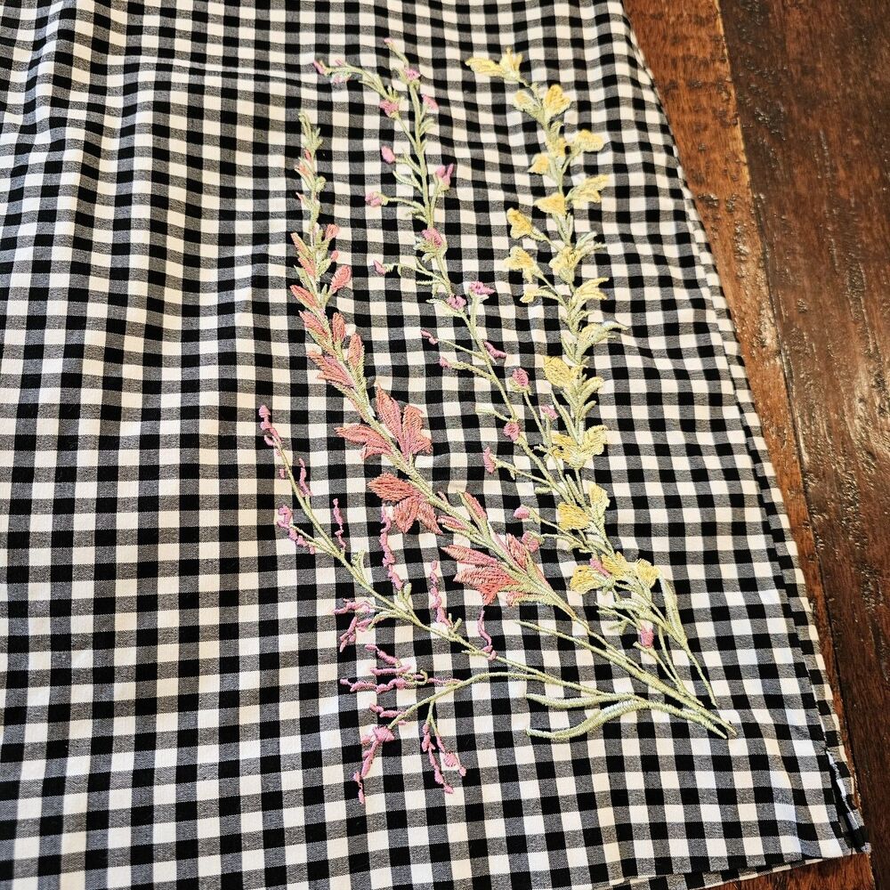 CHARTER CLUB gingham skort womens 8 black white stretch embroidered - Picture 3 of 9